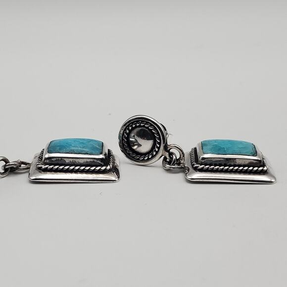 Sterling Silver 925 Sky Blue Chalcedony Dangle Earrings Vintage - Picture 6 of 10